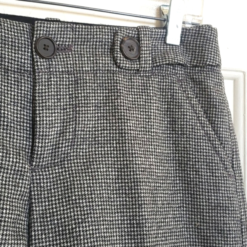 💐 Banana Republic Martin Fit Houndstooth Wool Blend Trouser Shorts Gray Black 2 - Picture 6 of 9